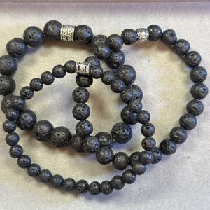 Lava Stone Black Triple Stack Bracelets (3)