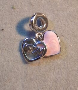 mom heart charm sterling silver bracelet with clasp and snake chain design