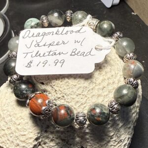 Dragon Blood Jasper with Tibetan Silver Bead