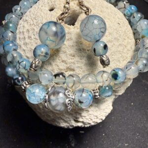 Blue Dragon Vein Bracelet Pair and Earrings Free Shipping